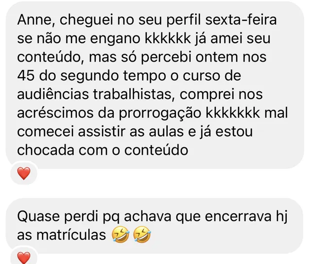 Print de mensagem recebida pela Anne, com o nome ocultado