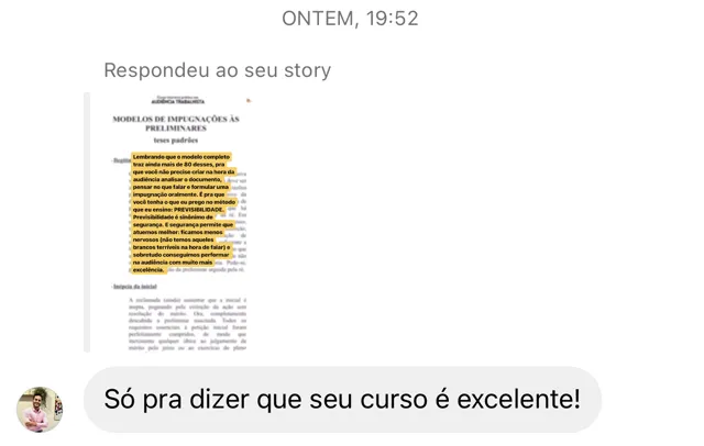 Print de mensagem recebida pela Anne, com o nome ocultado