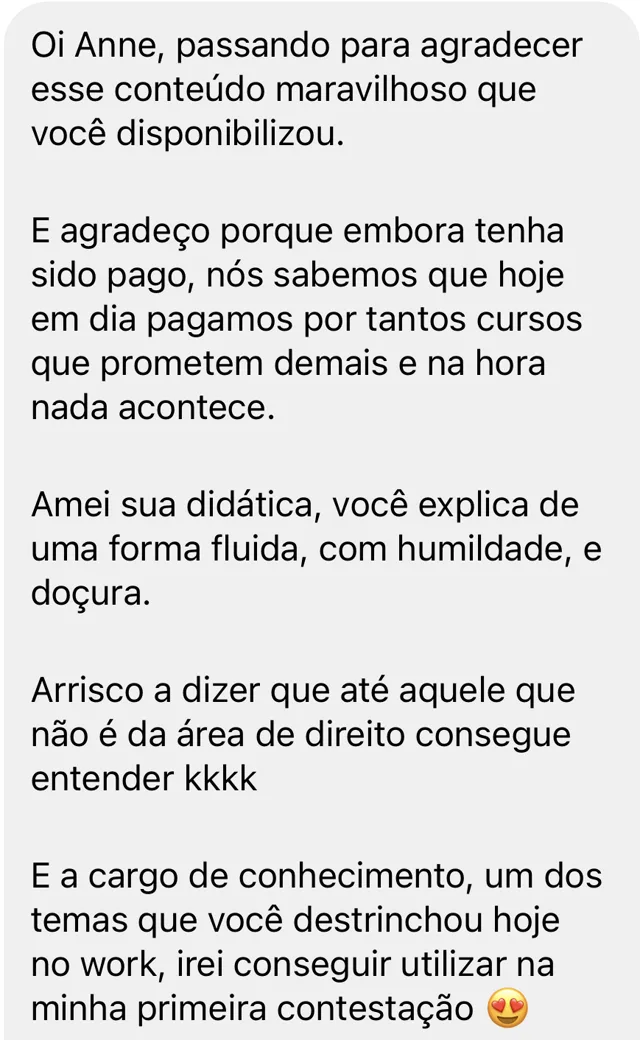 Print de mensagem recebida pela Anne, com o nome ocultado