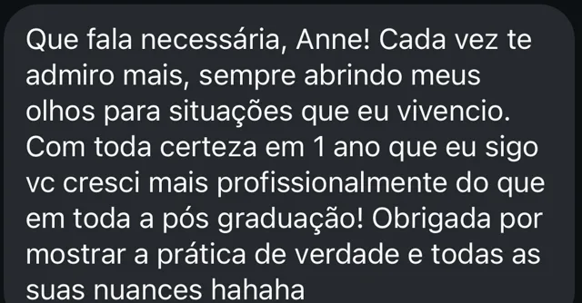 Print de mensagem recebida pela Anne, com o nome ocultado