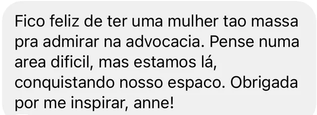 Print de mensagem recebida pela Anne, com o nome ocultado