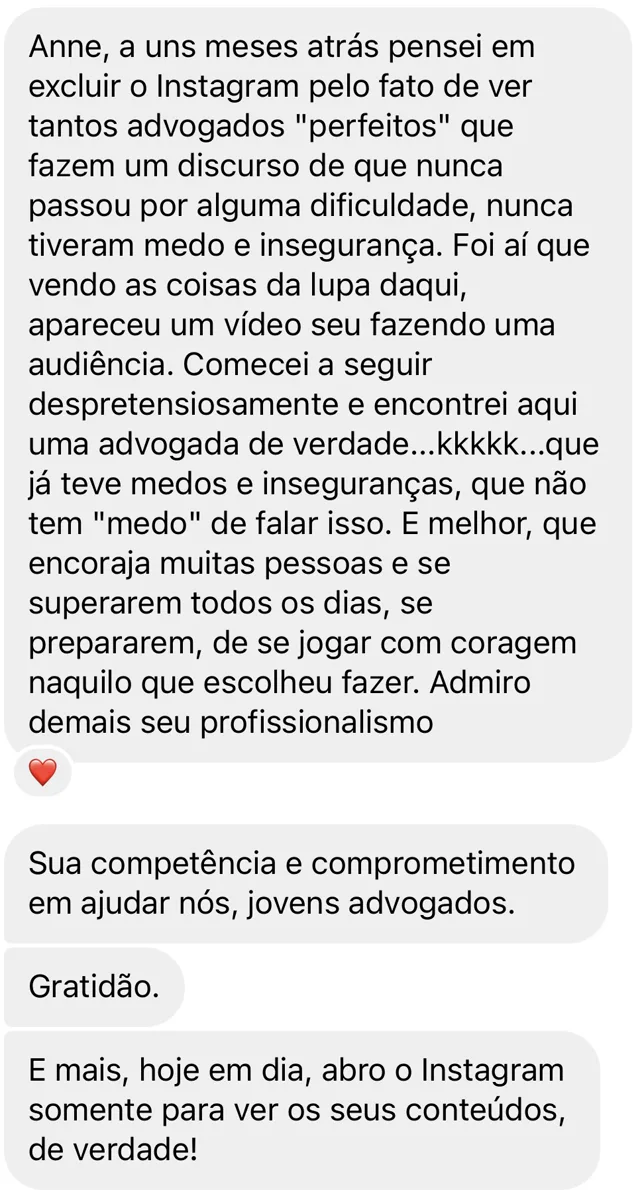 Print de mensagem recebida pela Anne, com o nome ocultado