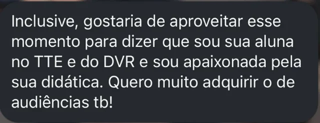 Print de mensagem recebida pela Anne, com o nome ocultado