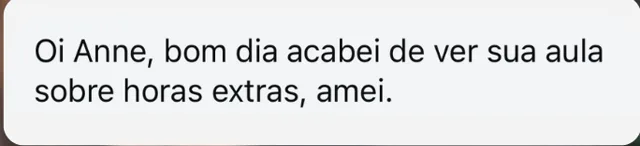 Print de mensagem recebida pela Anne, com o nome ocultado