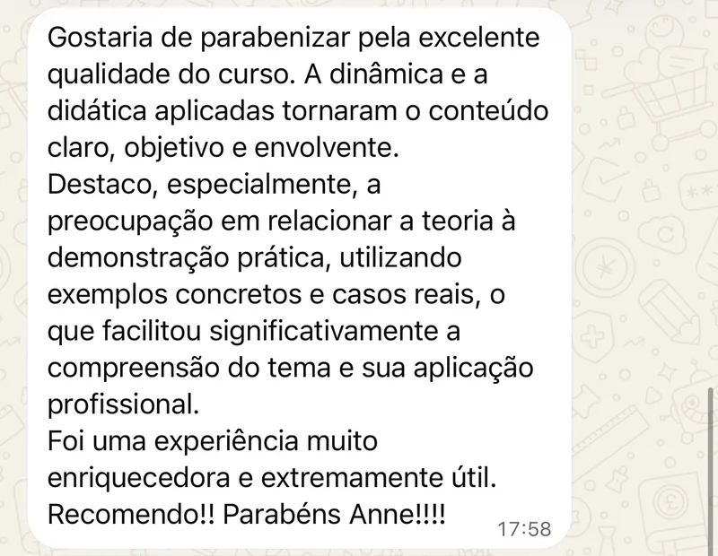 Depoimento de aluno: conteúdo claro, objetivo e com casos reais. Recomendo